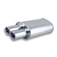 StreetPower Turbo Oval Muffler w/ Dual 3.5in Round Tip Angle Cut Rolled Edge 3in inlet I.D.