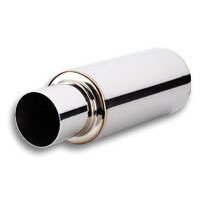 TPV Turbo Round Muffler (23in Long) with 4in Round Tip Straight Cut - 3in inlet I.D.