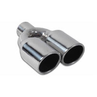 Dual 3.5in Round SS Exhaust Tip (Single Wall Angle Cut Rolled Edge)