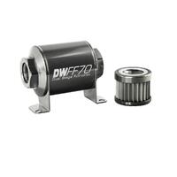 Stainless Steel 10 Micron In-Line Fuel Filter Element w/70mm Housing kit (8AN)
