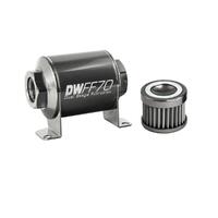 Stainless Steel 40 Micron In-Line Fuel Filter Element w/70mm Housing kit (8AN)