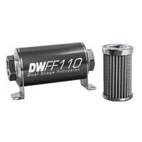 Stainless Steel 100 Micron In-Line Fuel Filter Element w/110mm Housing kit (8AN)