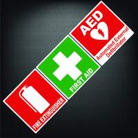 Fire First Aid AED Kit Sticker