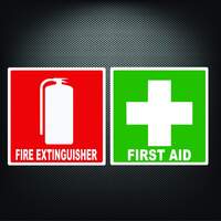 First Aid Kit Fire Extinguisher Sticker