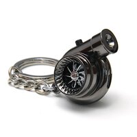 Portable Spinning Turbo Turbine Keyring - Black