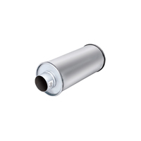 5in Round Straight-Through Resonator Raw 409 Stainless Steel - 3in Inlet