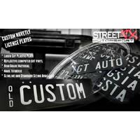 Custom Reflective Novelty Licence Plates (Pair) with Mounting Holes