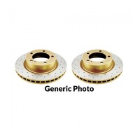 Street Series 2x Gold Cross-Drilled/Slotted Rear Rotors (WRX 01-07/FXT 03-08/LGT 04-09)