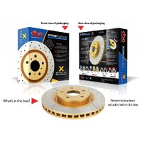 2x Front Street Gold Cross-Drilled/Slotted Rotors Reverse Mount (Landcruiser 100 Series/LX470)