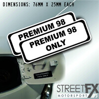 Premium 98 Fuel Only - Brushed Aluminium Vinyl Sticker