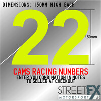 Custom Racing Numbers Window Yellow Kit 150mm Two Character