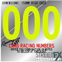 Custom Racing Numbers Window Yellow Kit 150mm Three Character