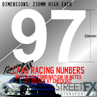 Custom Racing Numbers Door White Kit 230mm Two Character