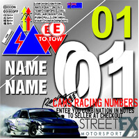 CAMS Approved Drift Rally Race Car Numbers Sticker Kit