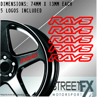 5x Rays Red Wheel Rim Sticker Kit