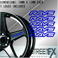 5x Rays Blue Wheel Rim Sticker Kit