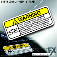 Chevrolet Camaro VISOR Warning Sticker Decal