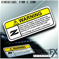 Z DRIVER VISOR Warning Sticker Decal