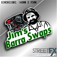 Jims Barra Swaps Sticker Funny Humour Car  Ute  4x4 Pop Culture Aussie Graphic