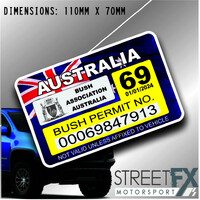 Bush Permit Rego Labal Sticker Decal 4x4 4WD Camping Caravan Trade Aussie   