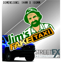 Jim's Fake Taxi Sticker Funny Culture Aussie Graphic Meme Quirky Car  4x4  