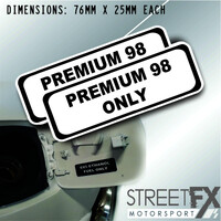 Premium 98 Brushed Sticker Gas Diesel Petrol Fuel Warning Label Car Rental 4x4 