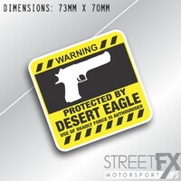 Protected by Desert Eagle Sticker Decal Funny Security humour safety car bumper