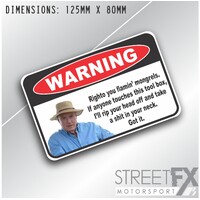Warning Alf Toolbox Steward Sticker Decal Funny Humour Tools Tradie Car 4x4