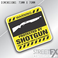Protected by Shotgun Sticker Decal Funny Security humour safety car bumper