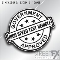 Government High Speed Test Vehicle Sticker Decal V8 Speed Hoon Turbo Tuned