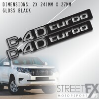 2x D4d Turbo Decals Black for Toyota Prado Diesel Landcruiser Stickers 4x4