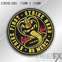 Cobra Kai Sticker Decal black Karate Kid 80's Strike hard no mercy JDM V8 4X4