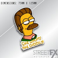 She wants the Diddly Sticker Decal Ned Flanders Funny Bumper Window laptop JDM