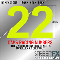 Custom CAMS TWO DIGIT Racing Numbers Window Yellow Sticker Track Day Motorsport