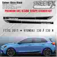 I30 N Performance Side Stripe Door Sticker Gloss Black Kit for Hyundai Hatch