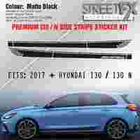 I30 N Performance Side Stripe Door Sticker Matte Black Kit for Hyundai Hatch