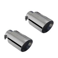 Black Round Angle-Cut Double Wall Tip 3" Inlet, 4" Outlet Round Muffler (Mustang FM Fastback14-17)