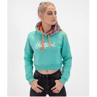 USA Blossom Cropped Womens Hoodie - Teal