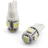T10 5Way 5SMD Wedge Base LED Bulbs Pair