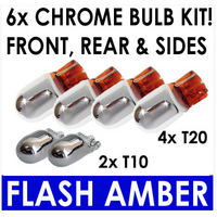 4x 21W T20 & 2x 5W T10 Chrome coated Amber indicator lights