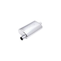 Universal Muffler - 2in Inlet Centre Offset 4in x 8in Oval Resonator, Stainless Steel