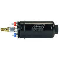 AEM 400LPH High Pressure Inline Fuel Pump - M18x1.5 Female Inlet to M12x1.5 Male Outlet