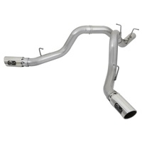 aFe ATLAS 4in DPF-Back Alum Steel Exhaust System w/Dual Exit Polished Tip 2017 GM Duramax 6.6L (td)