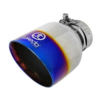 aFe Takeda 304 Stainless Steel Clamp-On Exhaust Tip 2.5in. Inlet / 4.5in. Outlet - Blue Flame