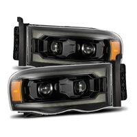 AlphaRex 02-05 Dodge Ram 1500 LUXX LED Proj Headlights Alpha Black w/Activ Light/Seq Signal