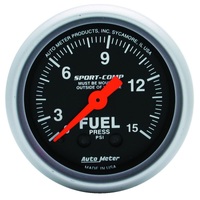Autometer 2-1/16in 0-15 PSI Mechanical Sport-Comp Fuel Pressure Gauge