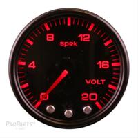 Autometer Spek-Pro Gauge Voltmeter 2 1/16in 16V Stepper Motor W/Peak & Warn Blk/Smoke/Blk