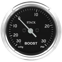 Autometer Stack 52mm -30INHG to +30 PSI (Incl T-Fitting) Pro Step Motor Boost Press Gauge - Classic