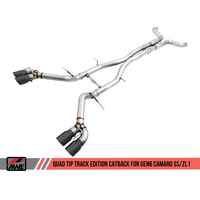 AWE Tuning 16-19 Chevy Camaro SS Non-Res Cat-Back Exhaust - Track Edition (Quad Diamond Black Tips)