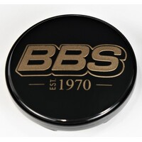 BBS Center Cap 70.6mm Black/Gold Est. 1970 Anniversary w/BBS Logo (5-Tab)